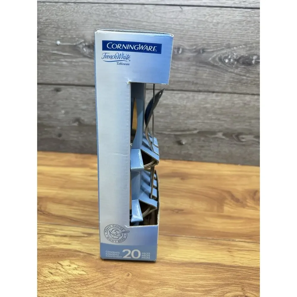 CorningWare French White Flatware Set 20 Piece 18/8 Stainless Steel New In Box